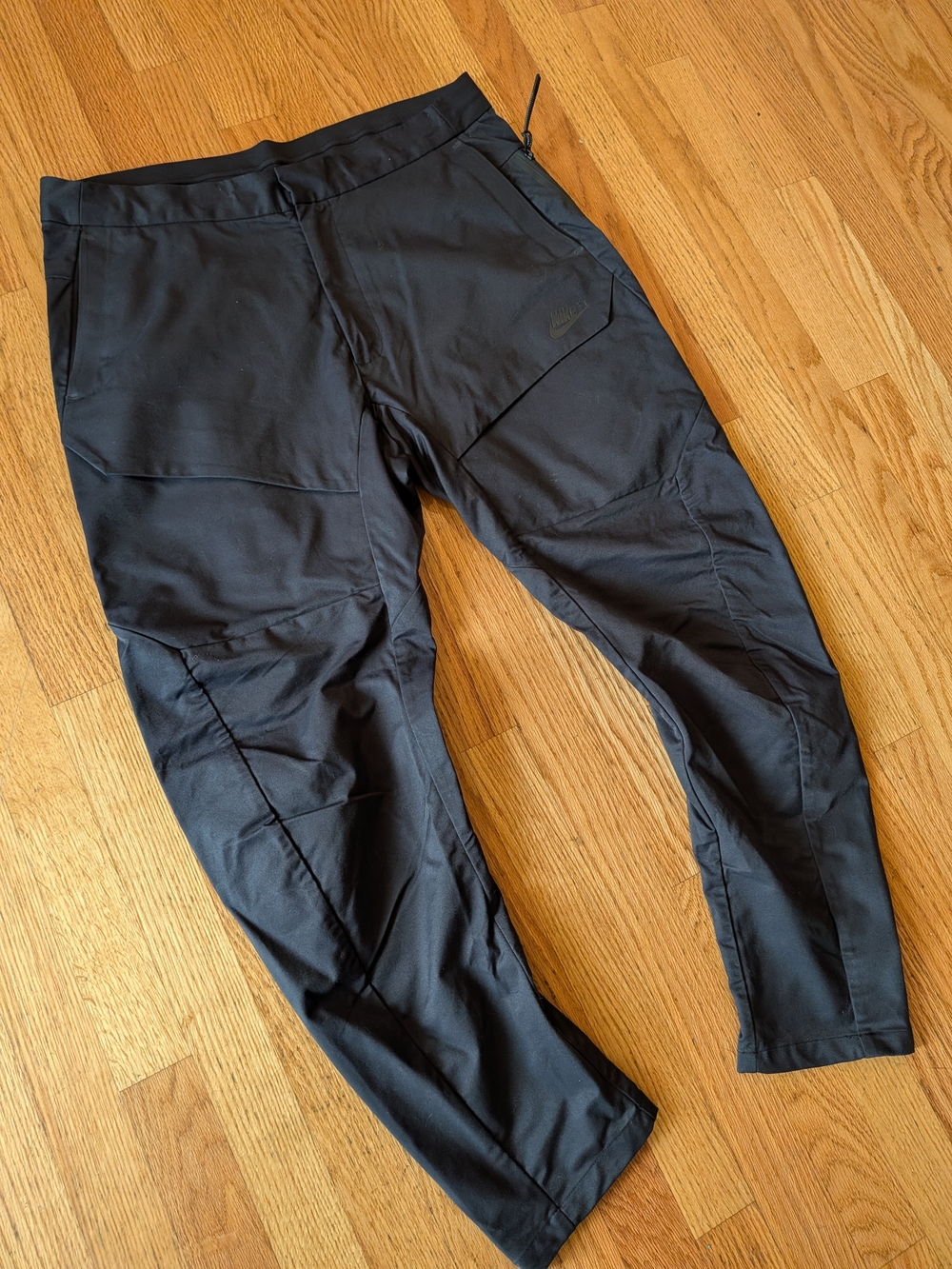 Nike Tech Black Pants. Ripstop Material, J Leg Cut, Multiple Pockets - Picture 2 of 5